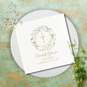 Laurel Garland Faux Guld Folie Dopning Dopceremoni Pappersservett