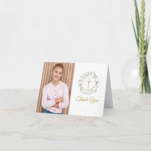 Laurel Garland First Heliga Communion Photo Tack Kort (Framsida)