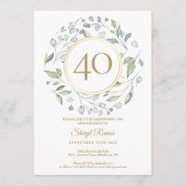 Laurel Garland Gold Monogram 40-årsdag Inbjudningar