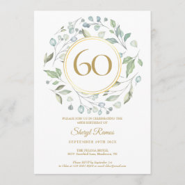 Laurel Garland Gold Monogram 60-årsdag Inbjudningar