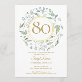 Laurel Garland Gold Monogram 80-årsdag Inbjudningar