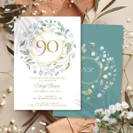 Laurel Garland Guld Monogram 90:e födelsedag Inbjudningar