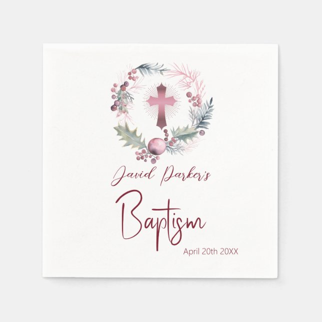 Laurel Garland ro Guld Baptism Christening Pappersservett (Framsidan)