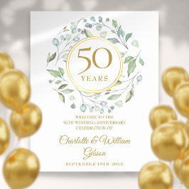Laurel Greenery 50-årsjubileum Välkomstskylt Poster