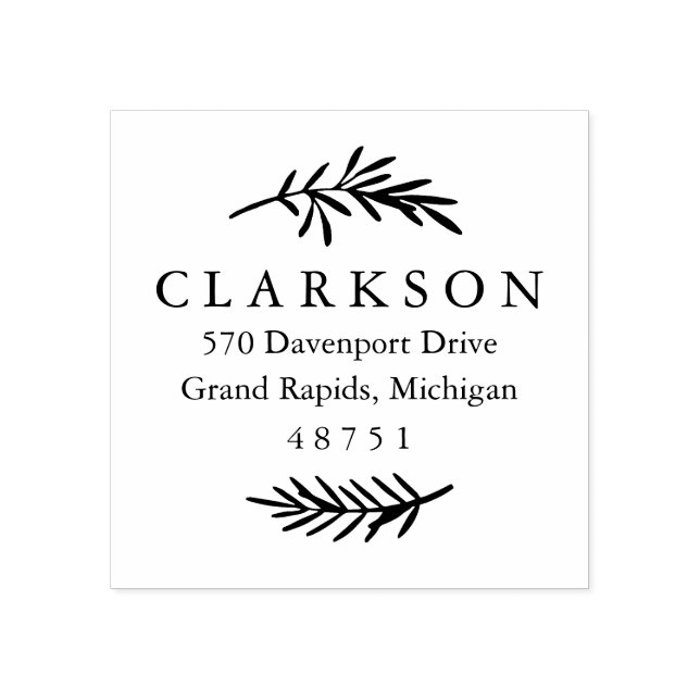 Laurel Gren Anpassningsbar Returadress Frimärke Stämpel (Tryck)