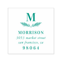 Laurel Gren | Elegant Monogram-Returadress Självfärgande Stämpel