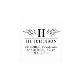 Laurel Gren Monogram Family Namn Returadress Stämpel