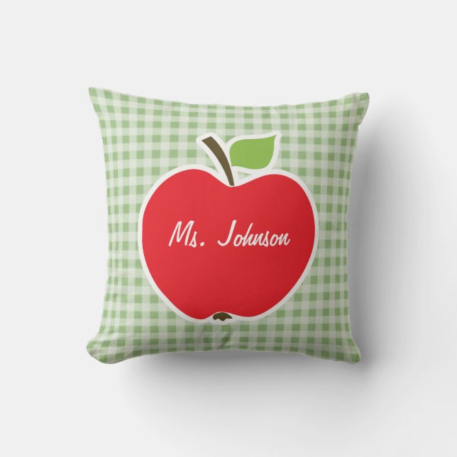 Laurel Grönt Gingham; Apple Kudde (Framsida)