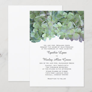 Laurel Grönt Hydrangea Bröllop Traditional Inbjuda Inbjudningar