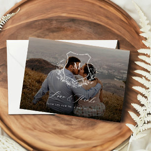 Laurel Kärlek & tack Bröllop Tack Photo Card Kort