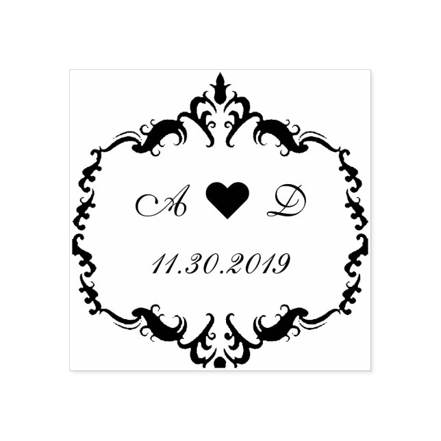 Laurel Krans Monogram Bröllop ♥ Spara datum Stämpel (Tryck)