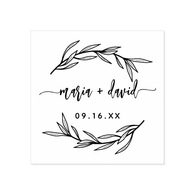 Laurel Leaf Par Save The Date Stämpel (Tryck)