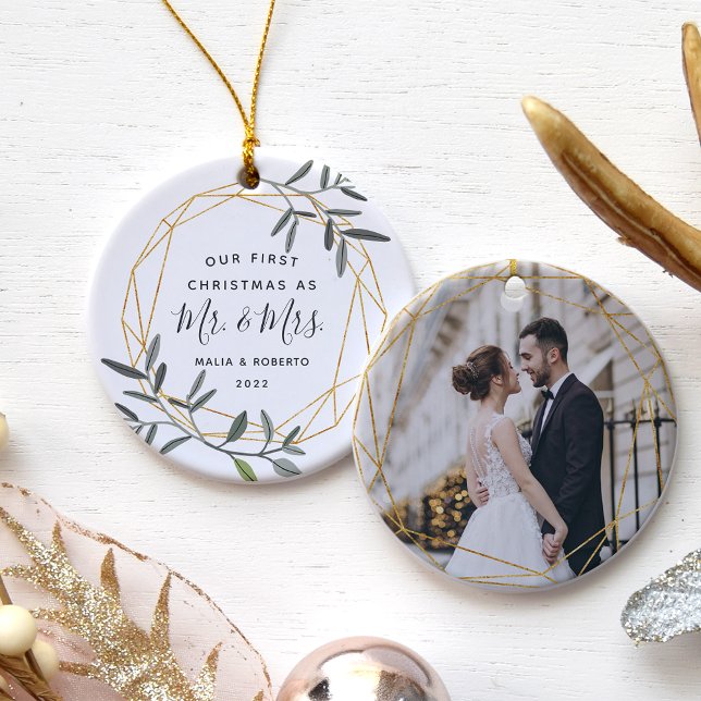 Laurel Löv First Married jul Julgransprydnad Keramik (Skapare uppladdad)