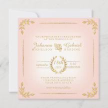 Laurel Löv Rosa Guld Typografi Modern Bröllop