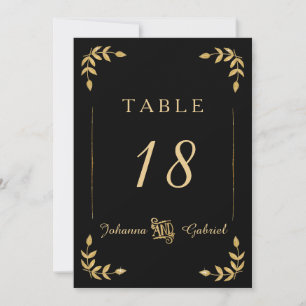 Laurel Löv Typography Black Guld Bordsnummer