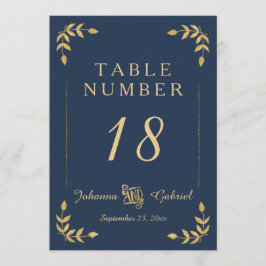 Laurel Löv Typography Navy Blue Guld Bordsnummer