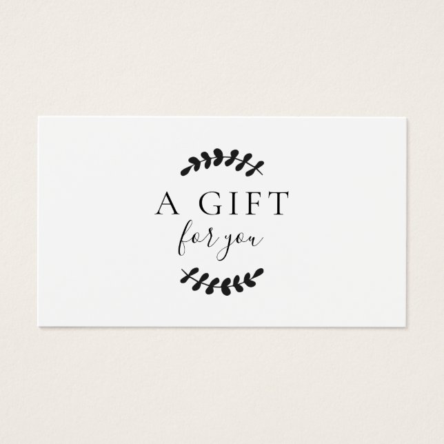Laurel Lövs Black and White Gift Certificate Visitkort (Framsidan)