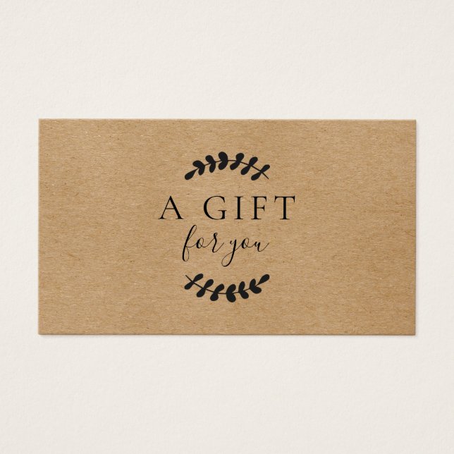 Laurel Lövs Rustic Kraft Gift Certificate Visitkort (Framsidan)