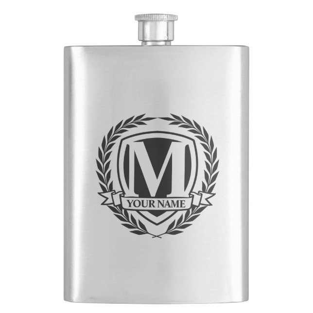 Laurel Monogram Design Flask Fickplunta (Framsidan)