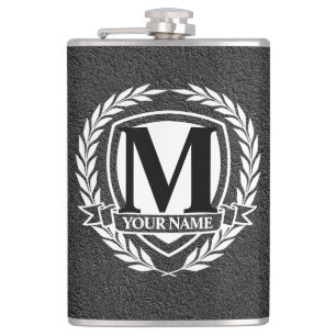 Laurel Monogram Design Flask Fickplunta