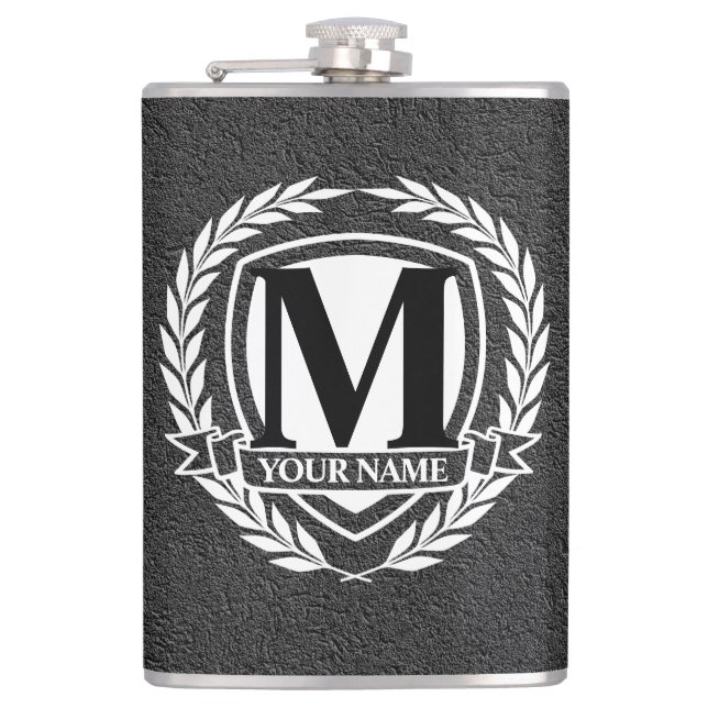 Laurel Monogram Design Flask Fickplunta (Framsidan)