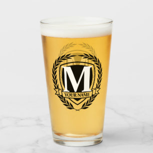 Laurel Monogram Design Glas