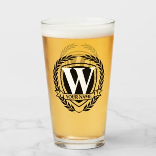 Laurel Monogram Design Glass Glaskopp