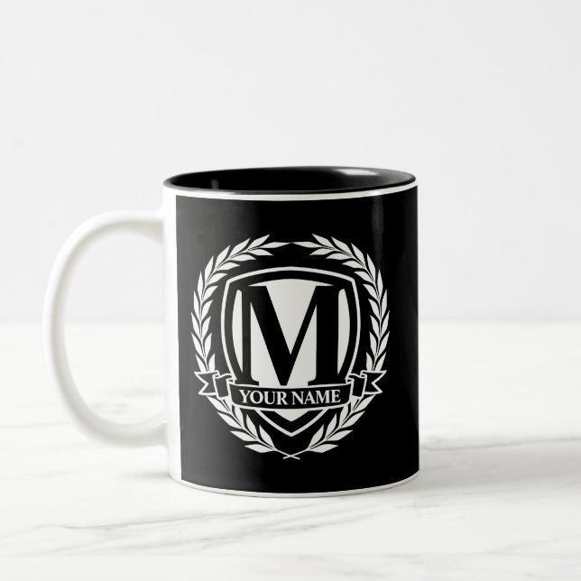 Laurel Monogram Design Two-Tone Coffee Mugg (Vänster)
