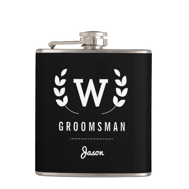 Laurel Monogram Groomsman Fickplunta (Framsidan)
