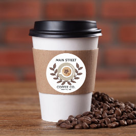 Laurel och kaffekopp Småföretagsetikett Runt Klistermärke