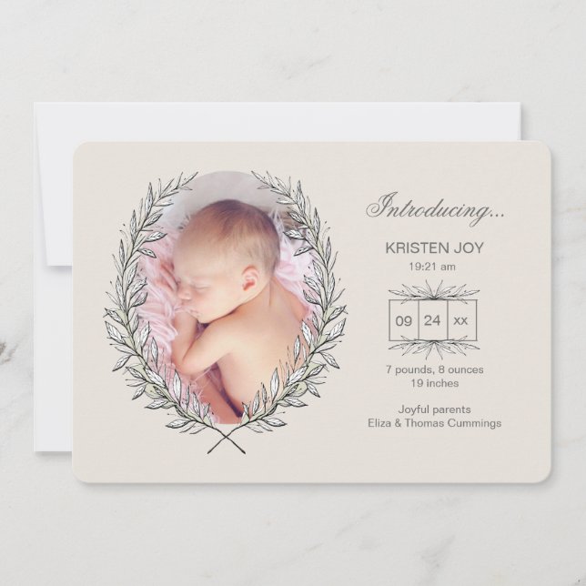 Laurel Ram Photo Birth Notice Meddelande (Framsida)