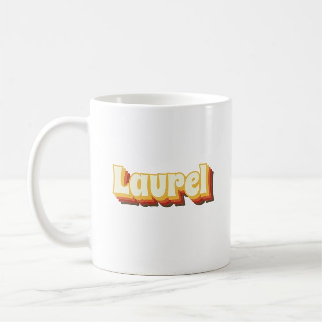 Laurel Retro Vintage Text Kaffemugg (Vänster)