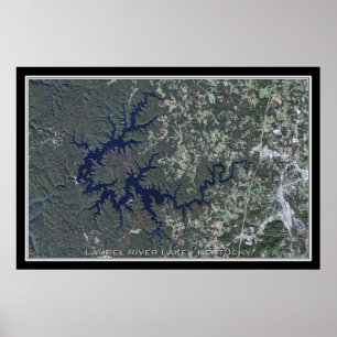 Laurel River Sjö Kentucky Satellite Poster Karta