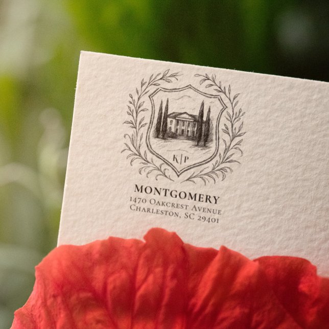 Laurel Shield Gods | Bröllop Returadress Stämpel (Skapare uppladdad)