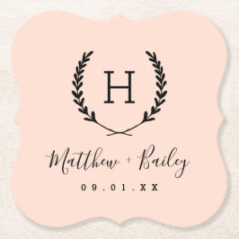 Laurel Vapensköld Bröllop Monogram |  Underlägg Papper