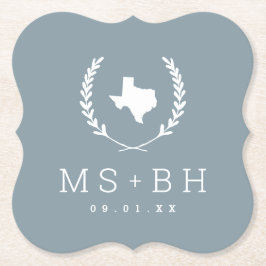 Laurel Vapensköld Texas Bröllop Monogram | Dusty B Underlägg Papper