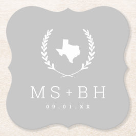Laurel Vapensköld Texas Bröllop Monogram | Grått Underlägg Papper