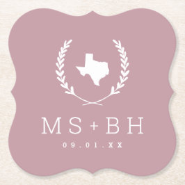 Laurel Vapensköld Texas Bröllop Monogram | Mauve Underlägg Papper