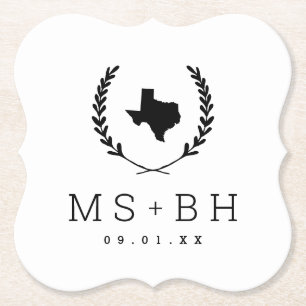 Laurel Vapensköld Texas Bröllop Monogram Underlägg Papper