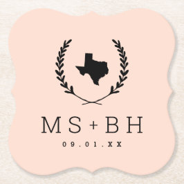 Laurel Vapensköld Texas Bröllop Monogram |  Underlägg Papper