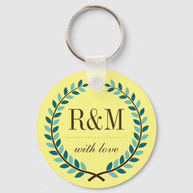 Laurel WAN Monogram Keychain Gult och Blue Nyckelring (Framsida)