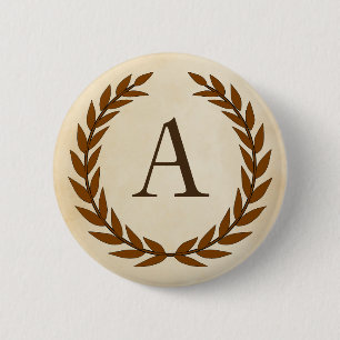 Laurel Wand on Parchment Monogram Initial A Knapp