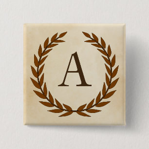 Laurel Wand on Parchment Monogram Initial A Knapp
