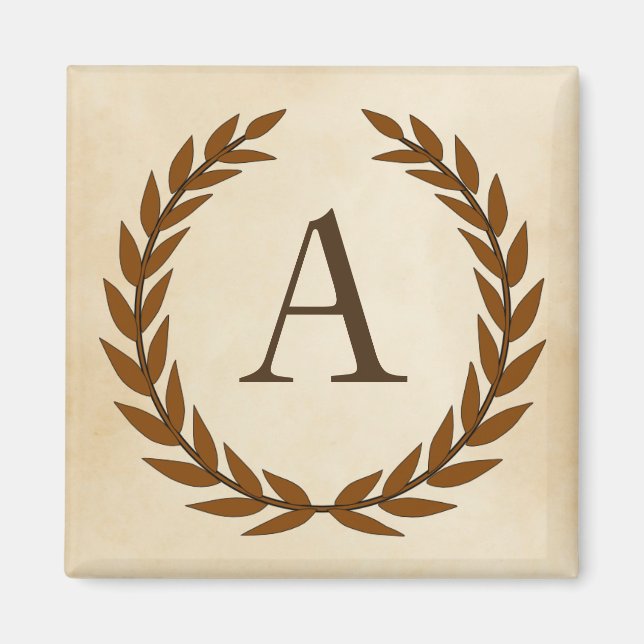 Laurel Wand on Parchment Monogram Initial A Magnet (Framsidan)