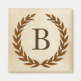Laurel Wand on Parchment Monogram Initial B Magnet