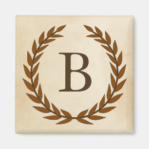 Laurel Wand on Parchment Monogram Initial B Magnet