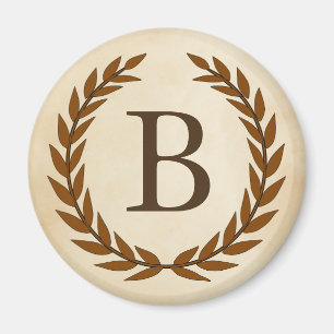 Laurel Wand on Parchment Monogram Initial B Magnet