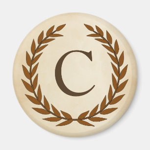 Laurel Wand on Parchment Monogram Initial C Magnet