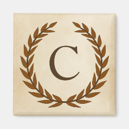 Laurel Wand on Parchment Monogram Initial C Magnet