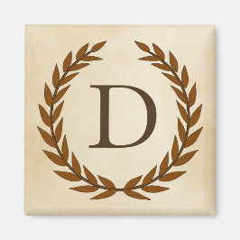 Laurel Wand on Parchment Monogram Initial D Magnet